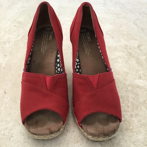 Toms Calypso Red Canvas & Hemp Wedges - Size 9.5 - Picture 5 of 7